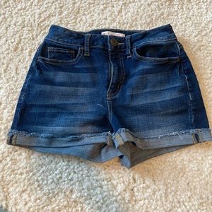 Womens dark wash denim shorts